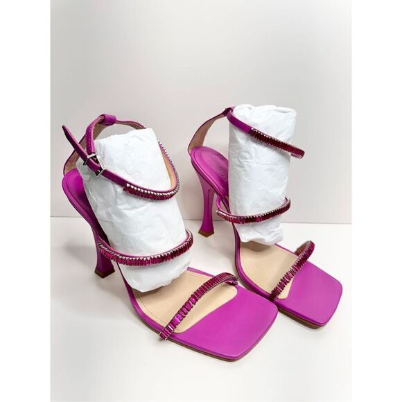 SCHUTZ Sandals Womens Size 10B Leather Nellina Square Toe Pink Ankle Strap NEW - Picture 12 of 12